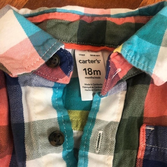 Carter’s Plaid Button Down 18M - Picture 2 of 3